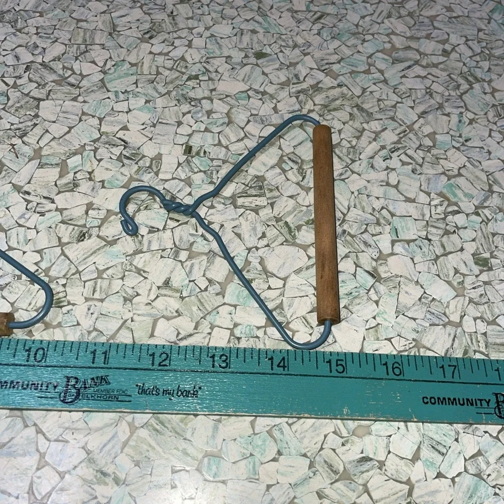 Pair Of Vintage Doll‎ Clothes Hangers Metal And Wood